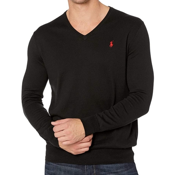 Polo Ralph Lauren Other - Black Long Sleeve Pima V-Neck Polo Black MDNWT